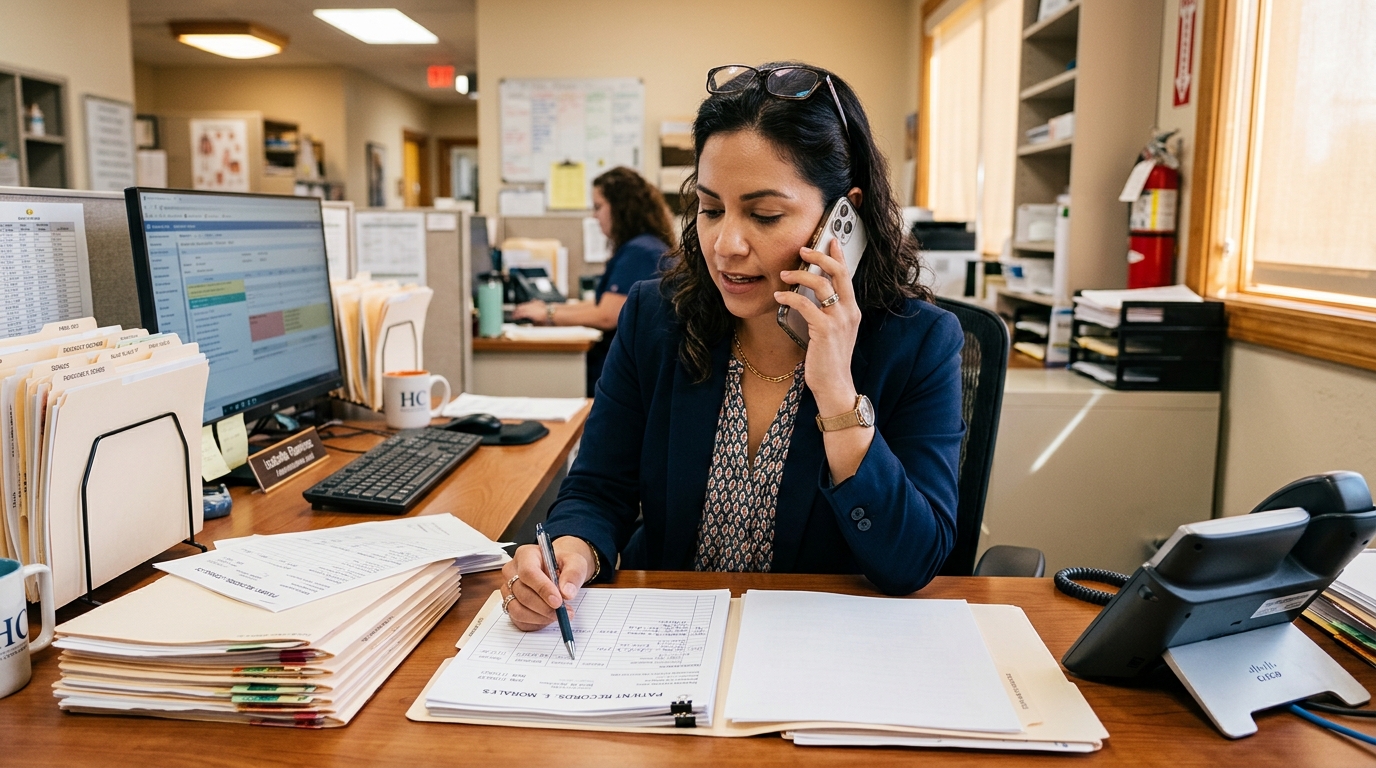 Professional verifying provider information by phone