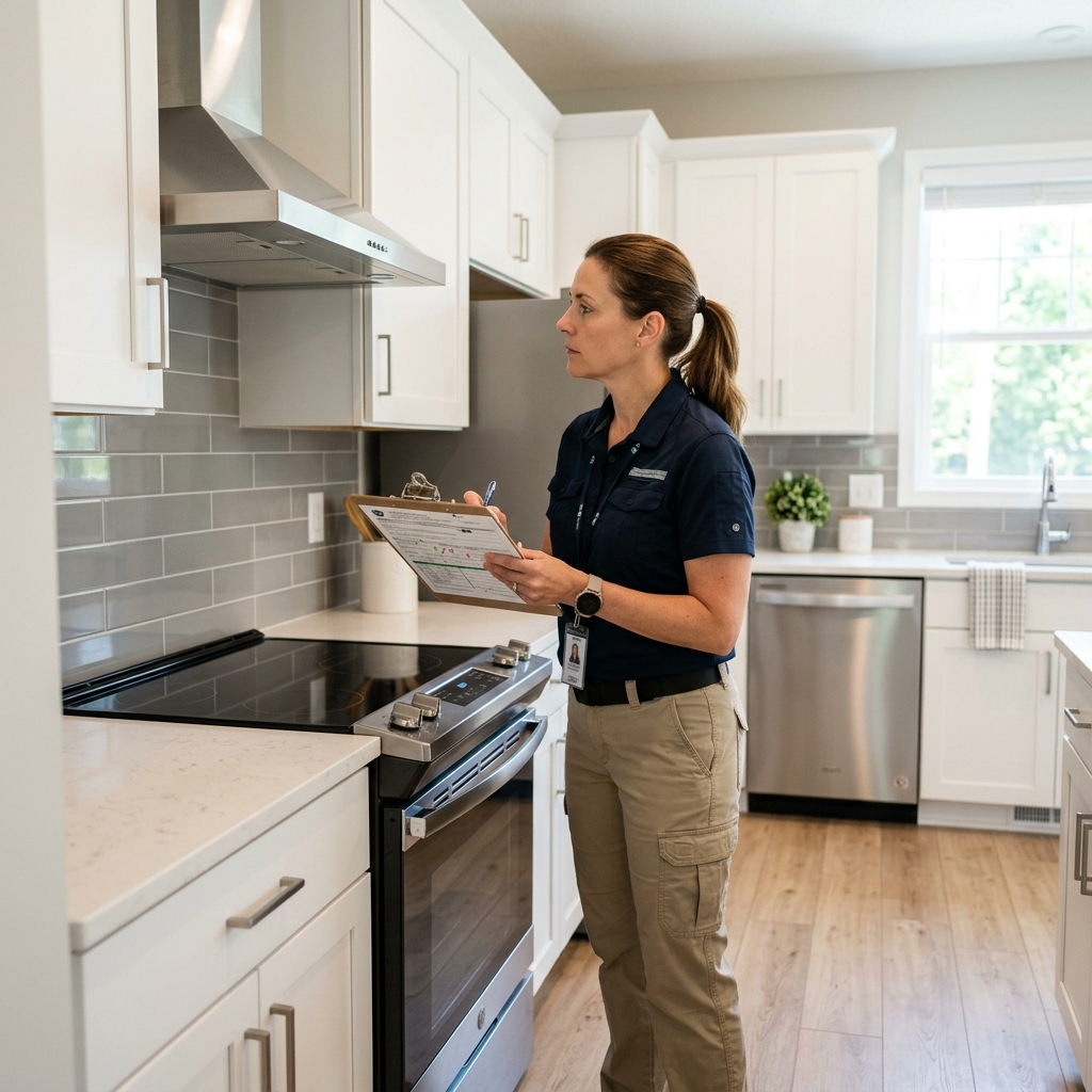 Home inspector examining an apartment